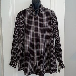 Morganfield black, cream & brown check cotton wrinkle free long sleeve shirt